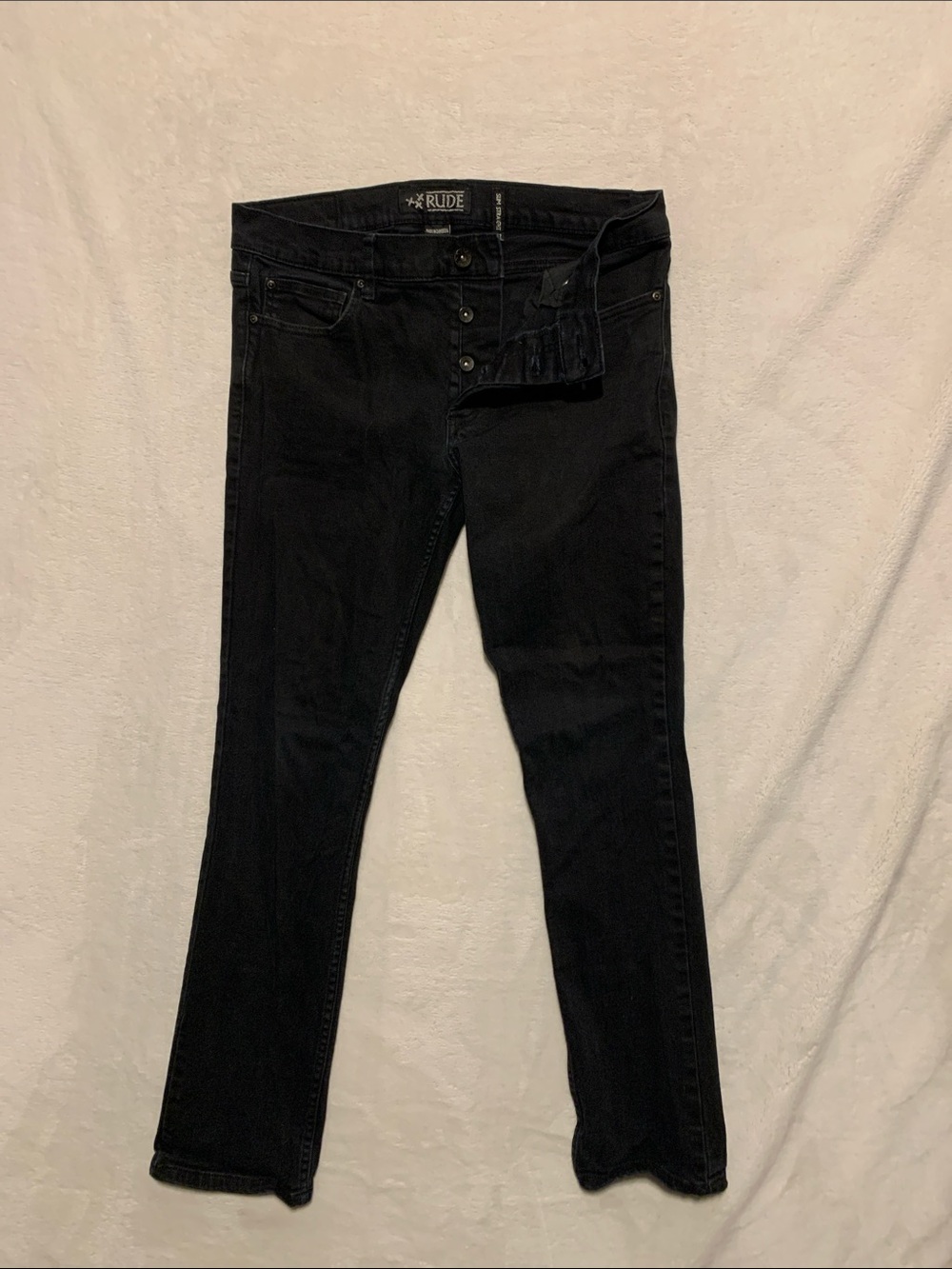 XXX RUDE BLACK SLIM STRAIGHT JEANS 32x32 button fly